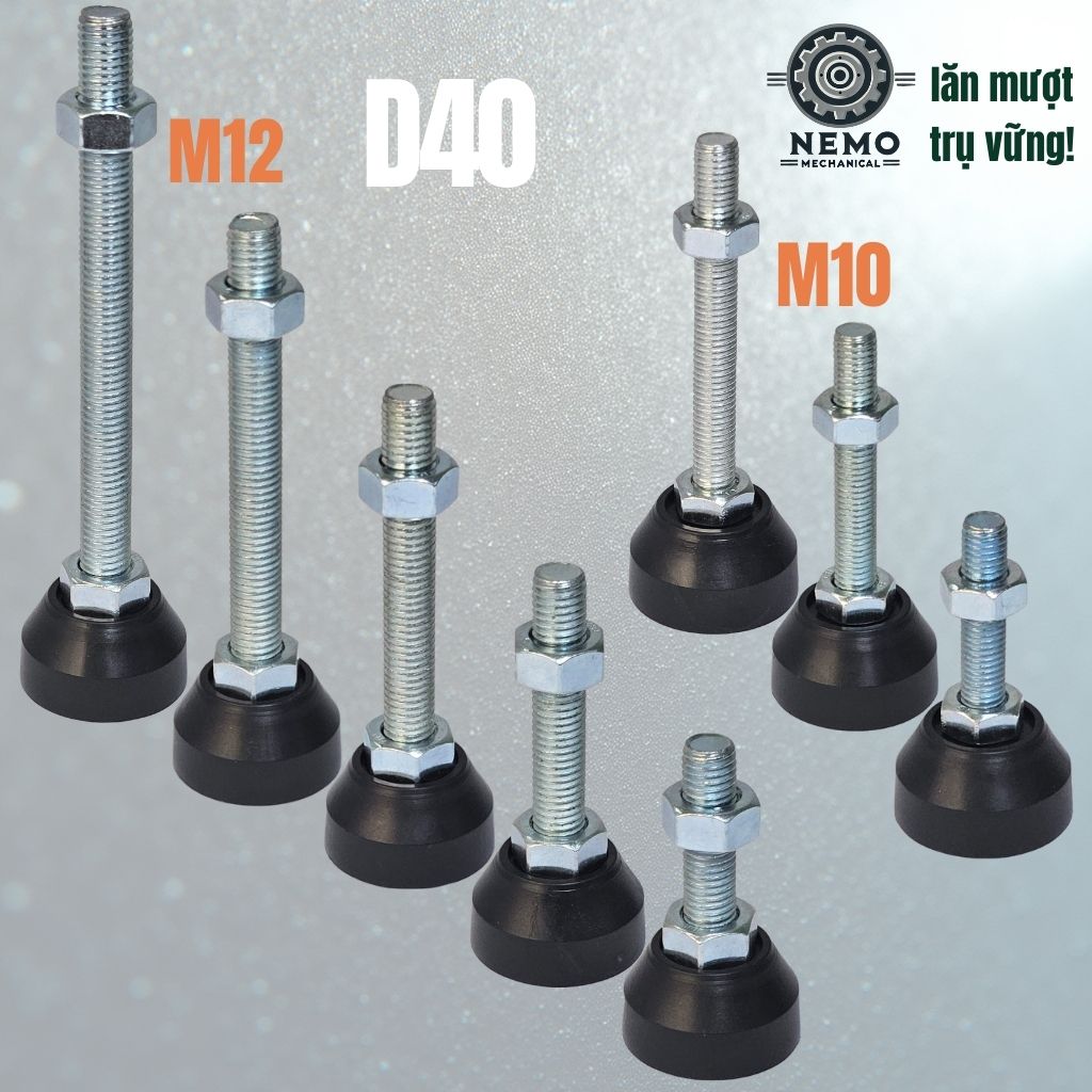 Chân Tăng Chỉnh Đế Nhựa Cứng – Giải Pháp Cân Bằng & Chống Rung (M10, M12, M16)